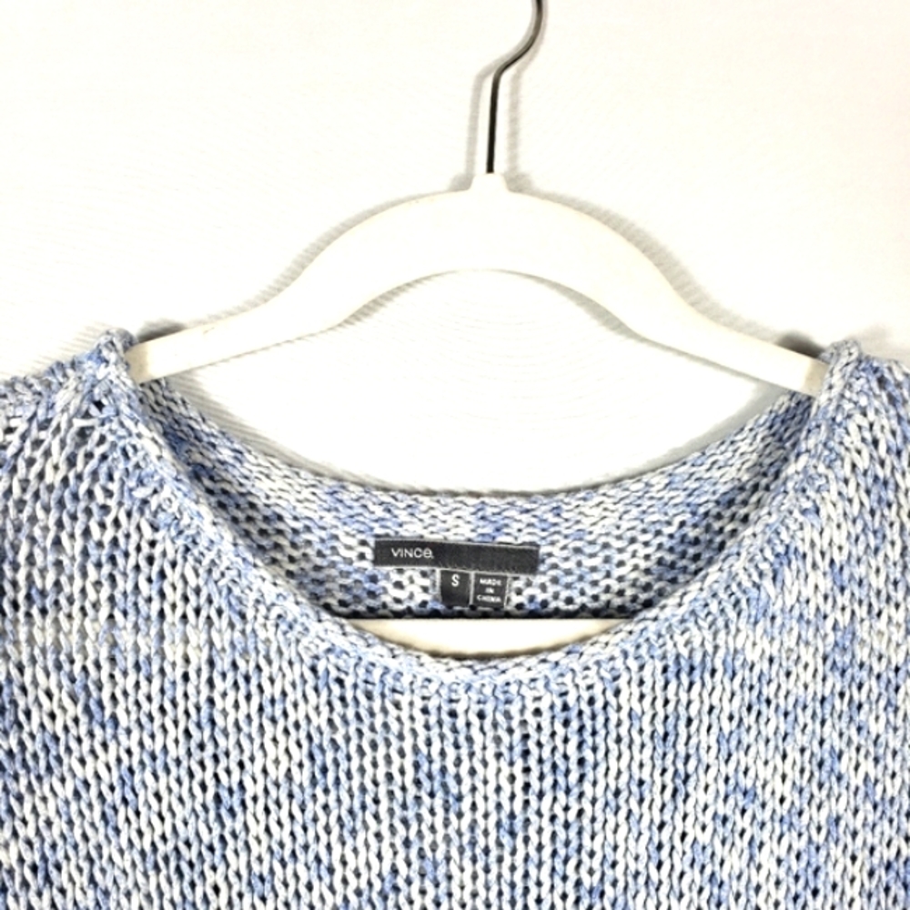 Vince Drop Shoulder Loose Knit Rolled Neckline Blue Sweater Style Size S - Picture 7 of 16